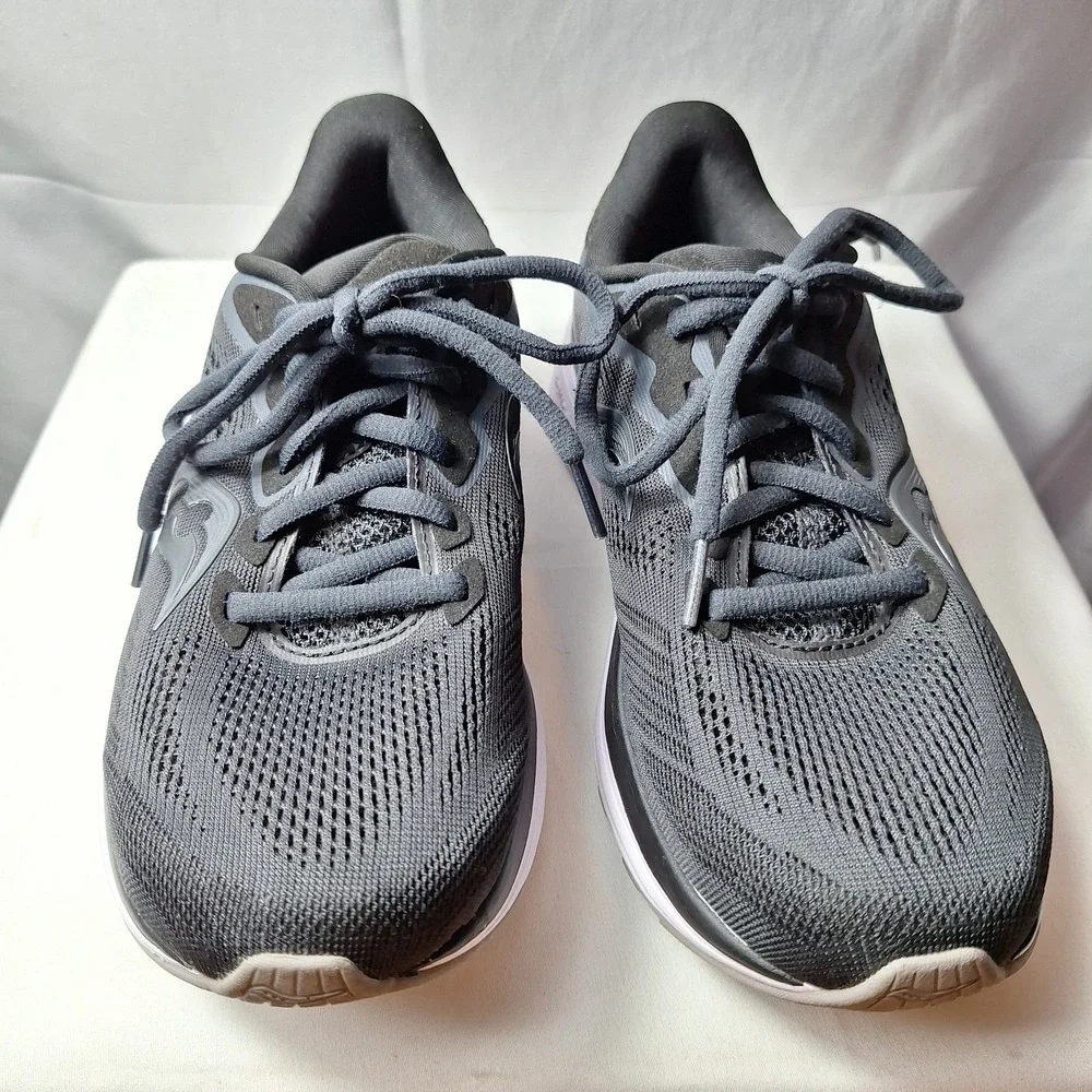 SAUCONY Ride 14 Running Sneaker Womens Sz 7 Black Charcoal Mesh Upper Athleisure